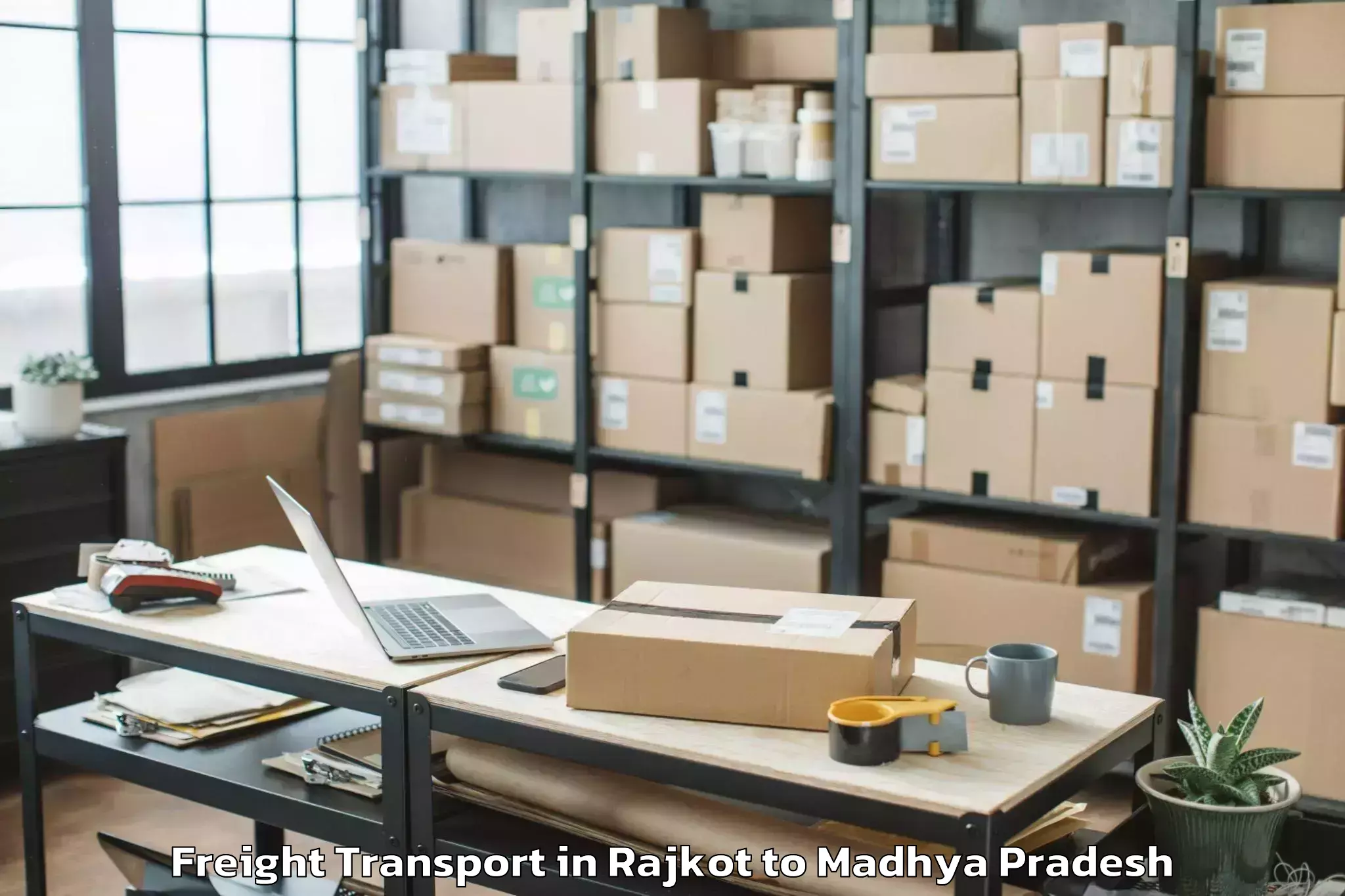 Book Rajkot to Satwas Freight Transport Online